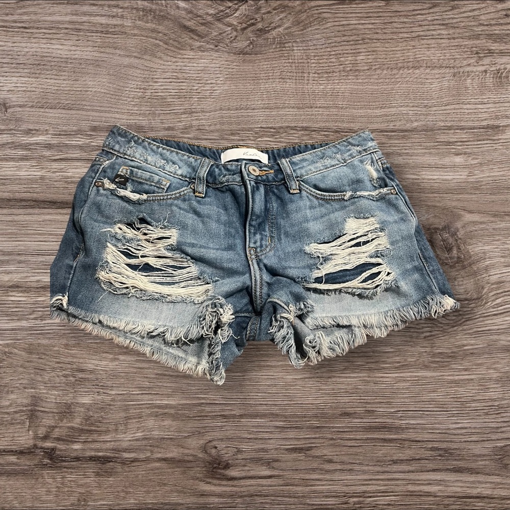 KanCan Women’s Distressed Denim Jean Cut Offs Fringed Shorts Size 3/25